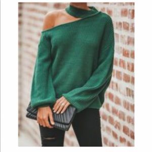 Vici Salt Lake City Knit Choker Green Sweater - M